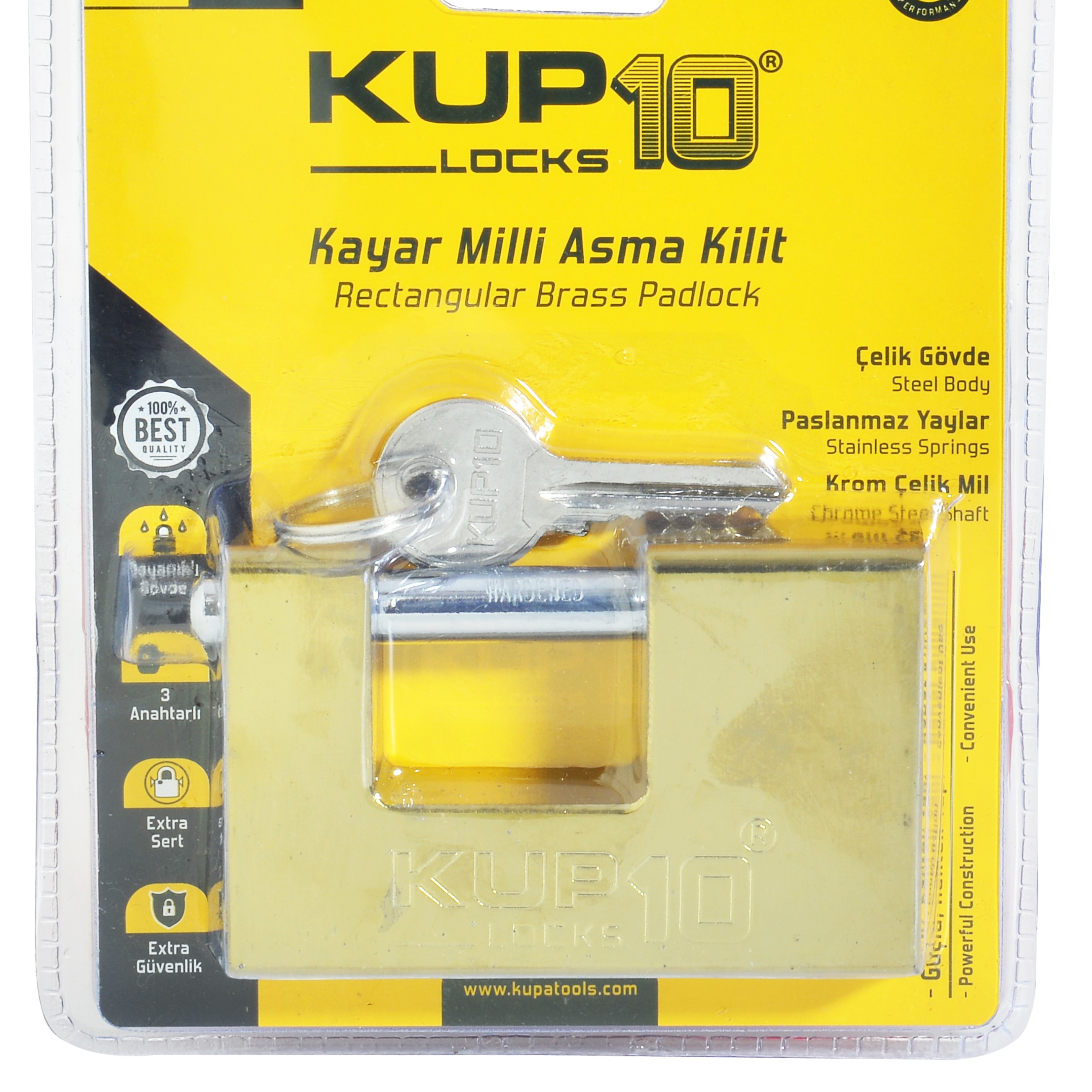 KUPA KAYAR MİLLİ ASMA KİLİT SARI 90MM
